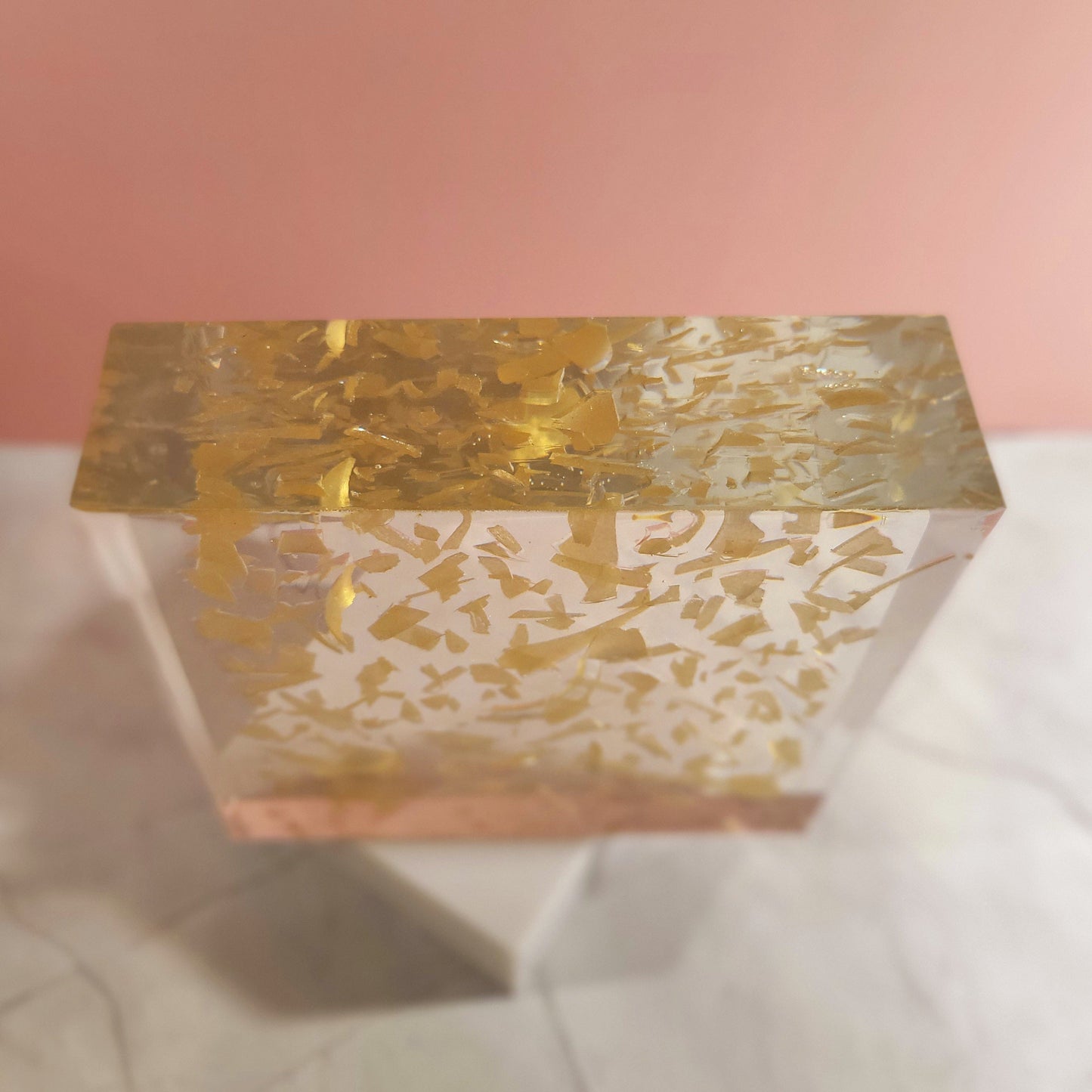 Jewish Smashed Glass Resin Preservation 8"x 8"x 2" Wedding Chuppah Preservation Modern Fried Flowers Square Save Your Gift Keepsake - flofloflowery