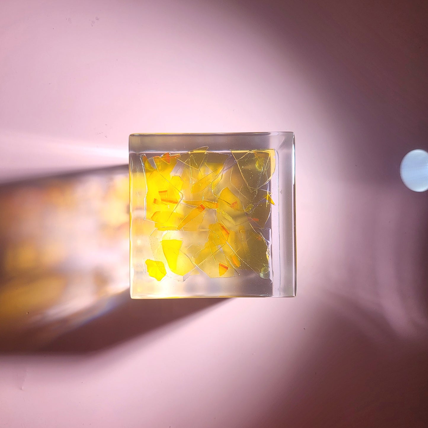 Jewish Smashed Glass Resin Preservation 4"x 4"x 4" Cube Wedding Chuppah Preservation Modern Fried Flowers Square Save Your Gift Keepsake - flofloflowery