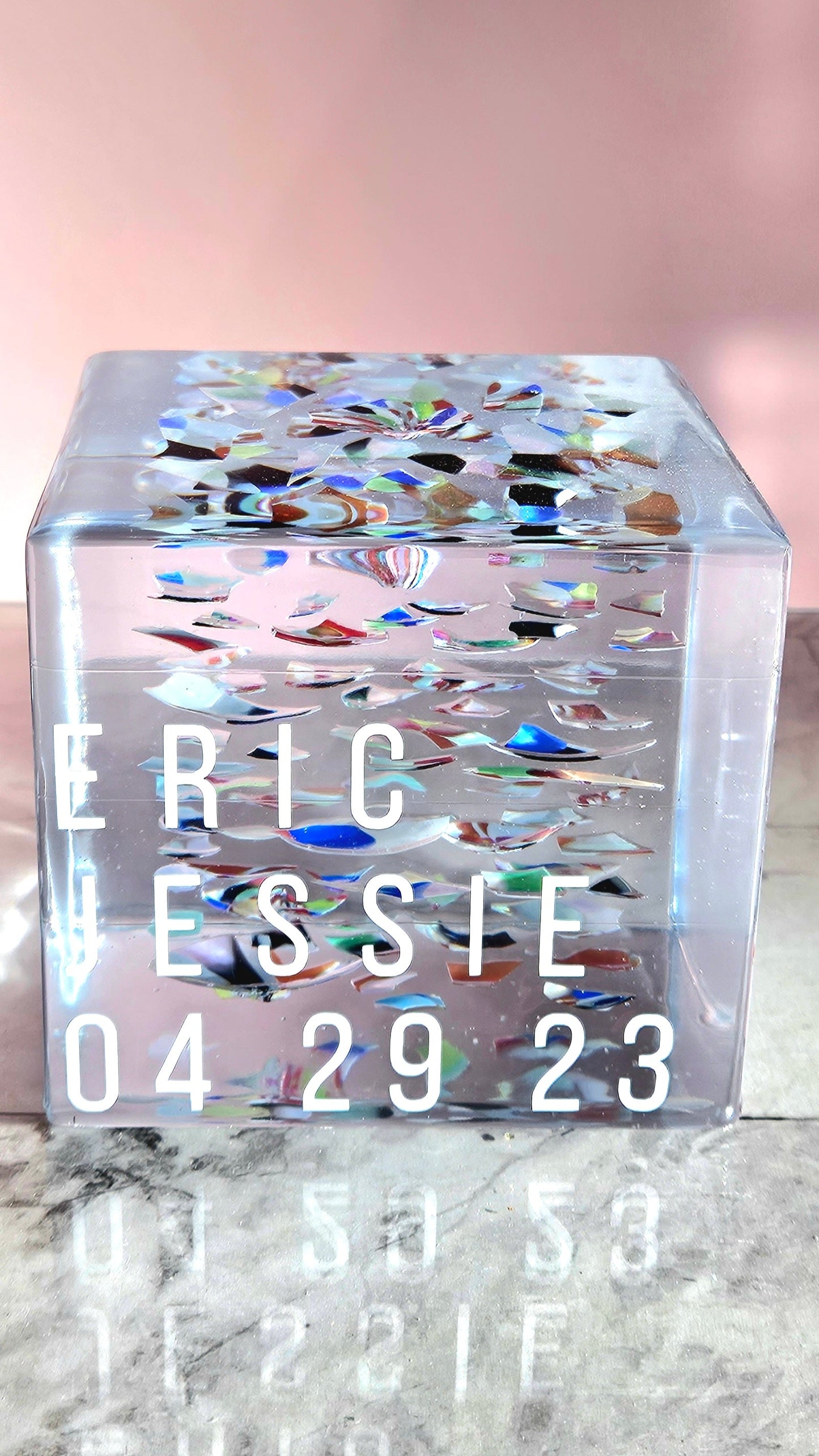 Jewish Smashed Glass Resin Preservation Wedding Chuppah Preservation Modern Fried Flowers Square Save Your Gift Keepsake
