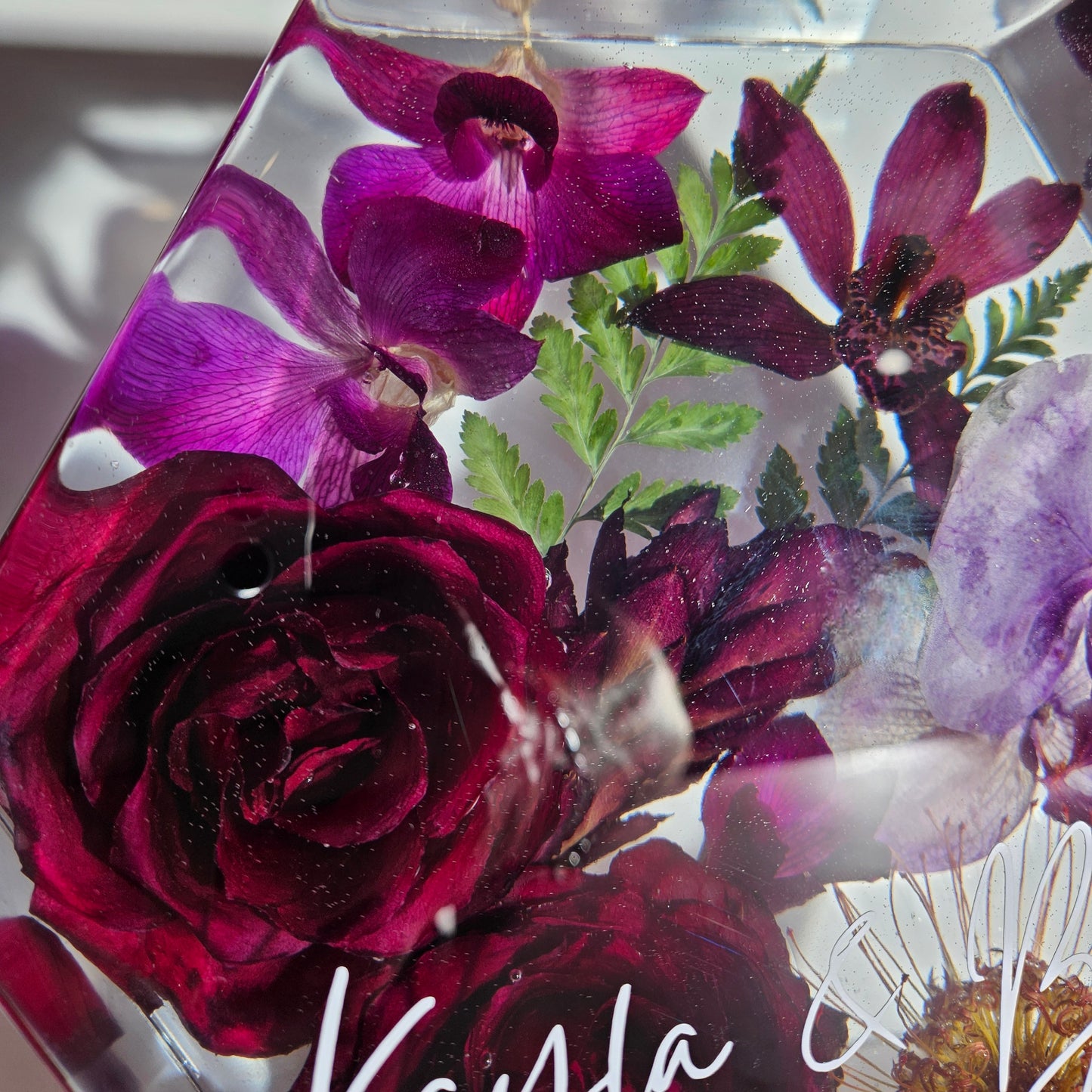 8" Hexagon 3D Resin Wedding Bouquet Preservation Your Wedding Flowers Forever Keepsake Gift