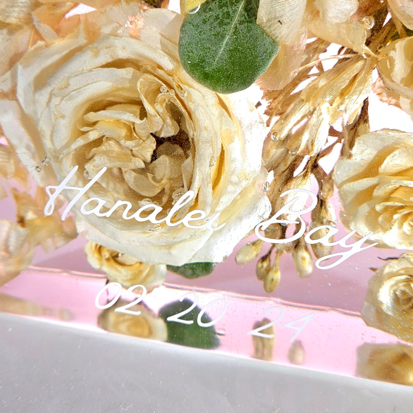 12" Hex 3D Resin Wedding Bouquet Preservation Floral Gift Keepsake Save Your Wedding Flowers Forever