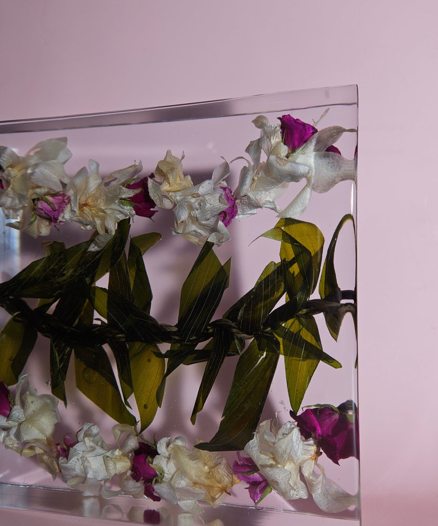 8"x 8" Hawaiian Tropical Lei 3D Floral Resin Art Cube Wedding Bouquet Modern Fried Flowers Square Save Your Gift Keepsake