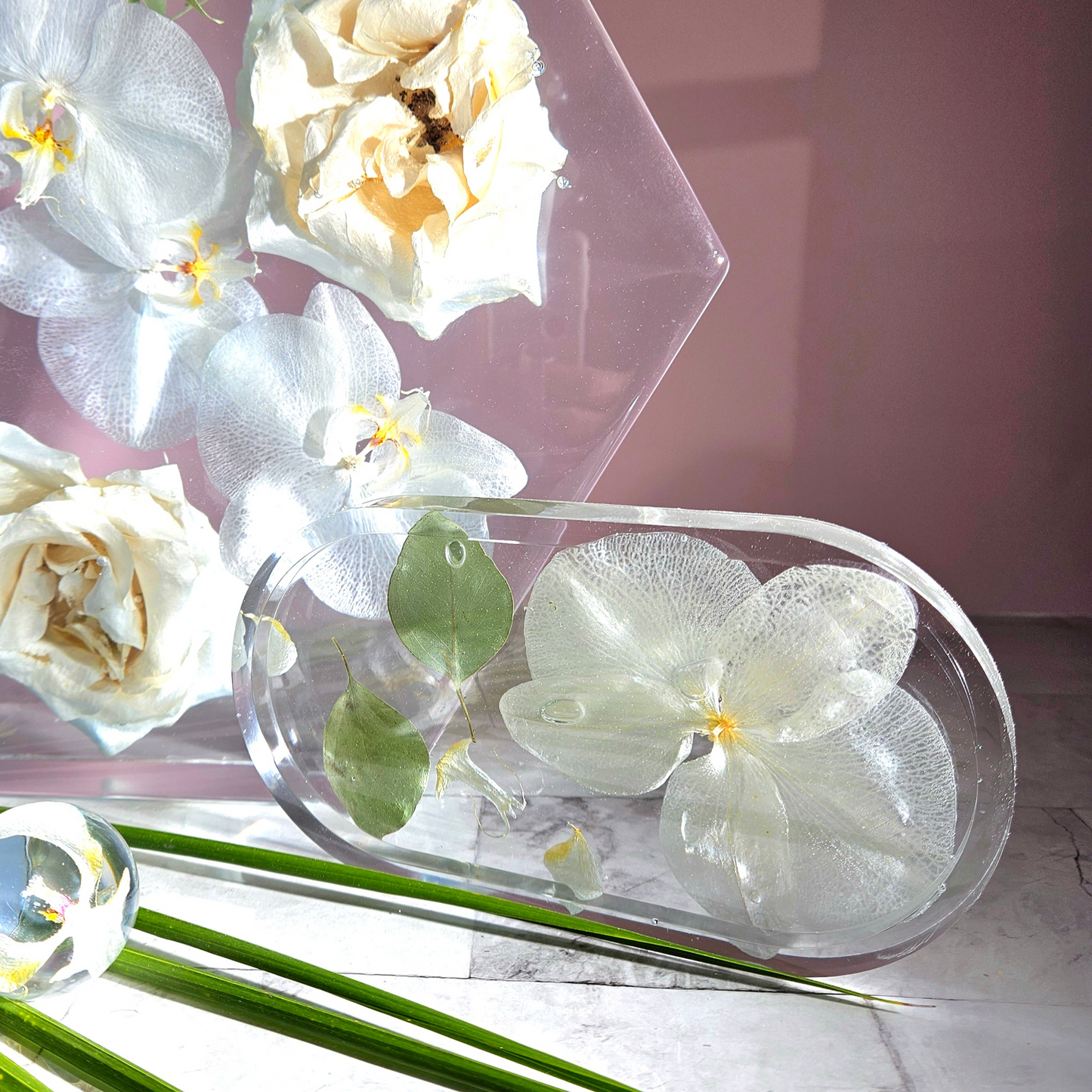 9" x 12" Bright Tropical Large Rectangle 3D Resin Wedding Bouquet Preservation Hawaiian Lei Save Your Florals Wedding Gift Keepsake