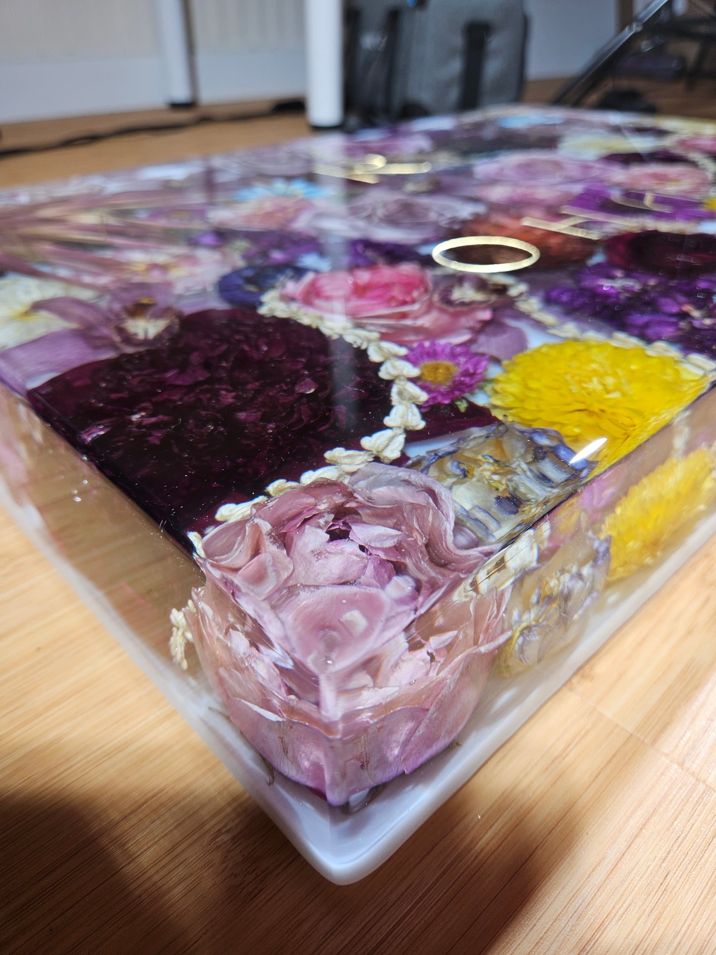 Extra Large 18x24" Tropical Rectangle Resin Wedding Bouquet Preservation Hawaiian Lei Save Your Florals Wedding Gift Keepsake