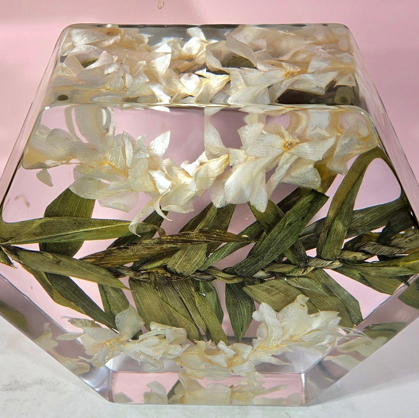 8" Hexagon Resin Lei Wedding Preservation Save Your Wedding Bouquet Flowers Forever Gift Keepsake