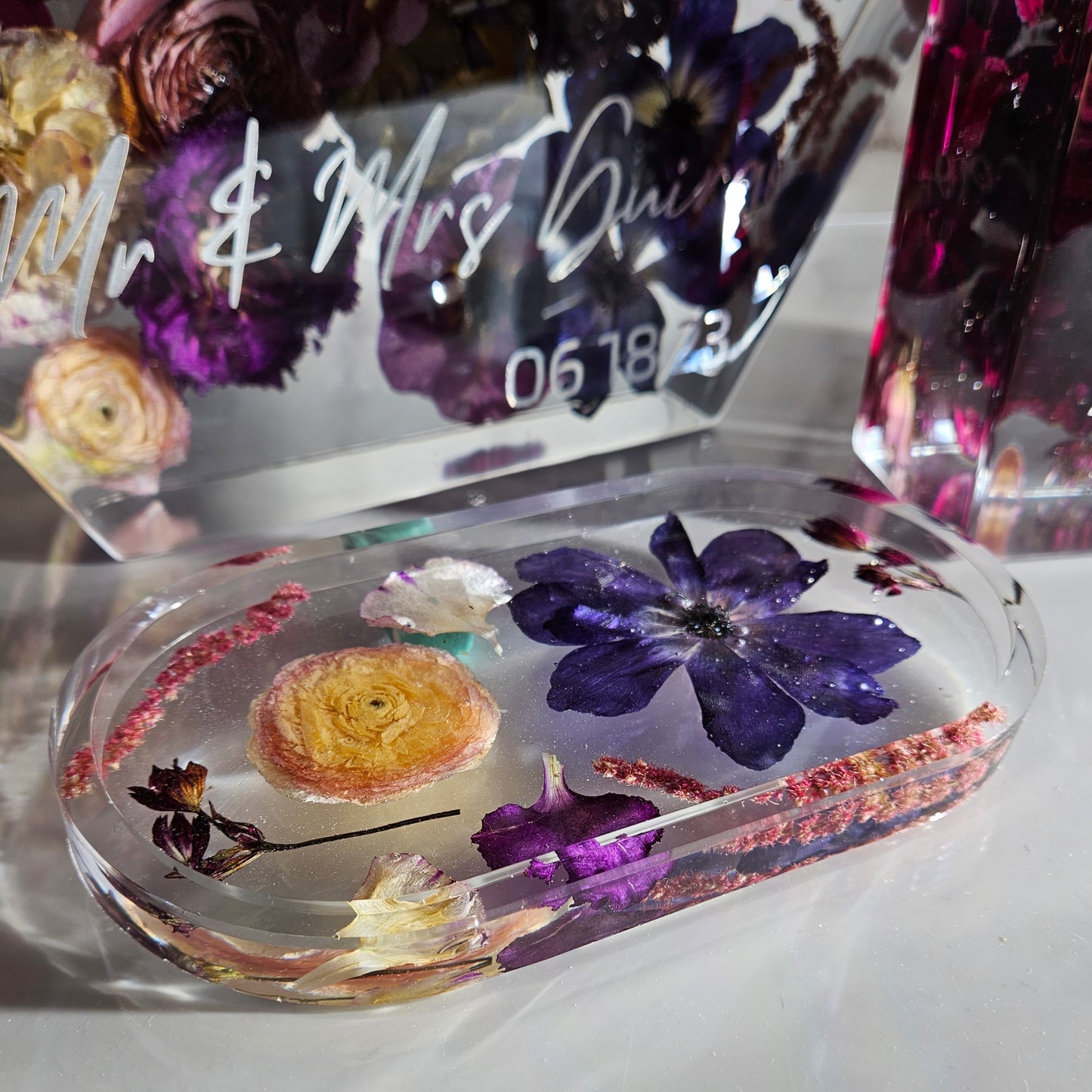 12" Hexagon 3D Resin Wedding Bouquet Preservation Floral Gift Keepsake Save Your Wedding Flowers Forever