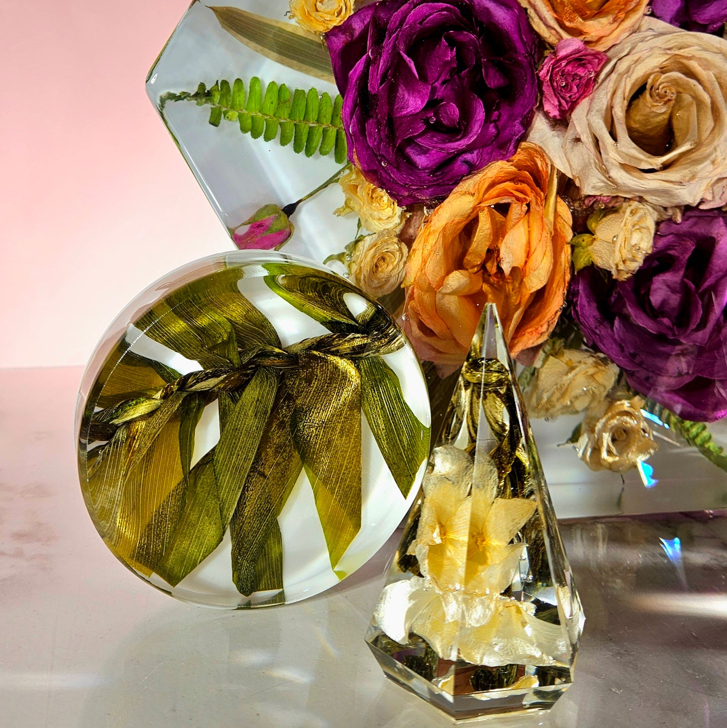 12" Hex 3D Resin Wedding Bouquet Preservation Floral Gift Keepsake Save Your Wedding Flowers Forever