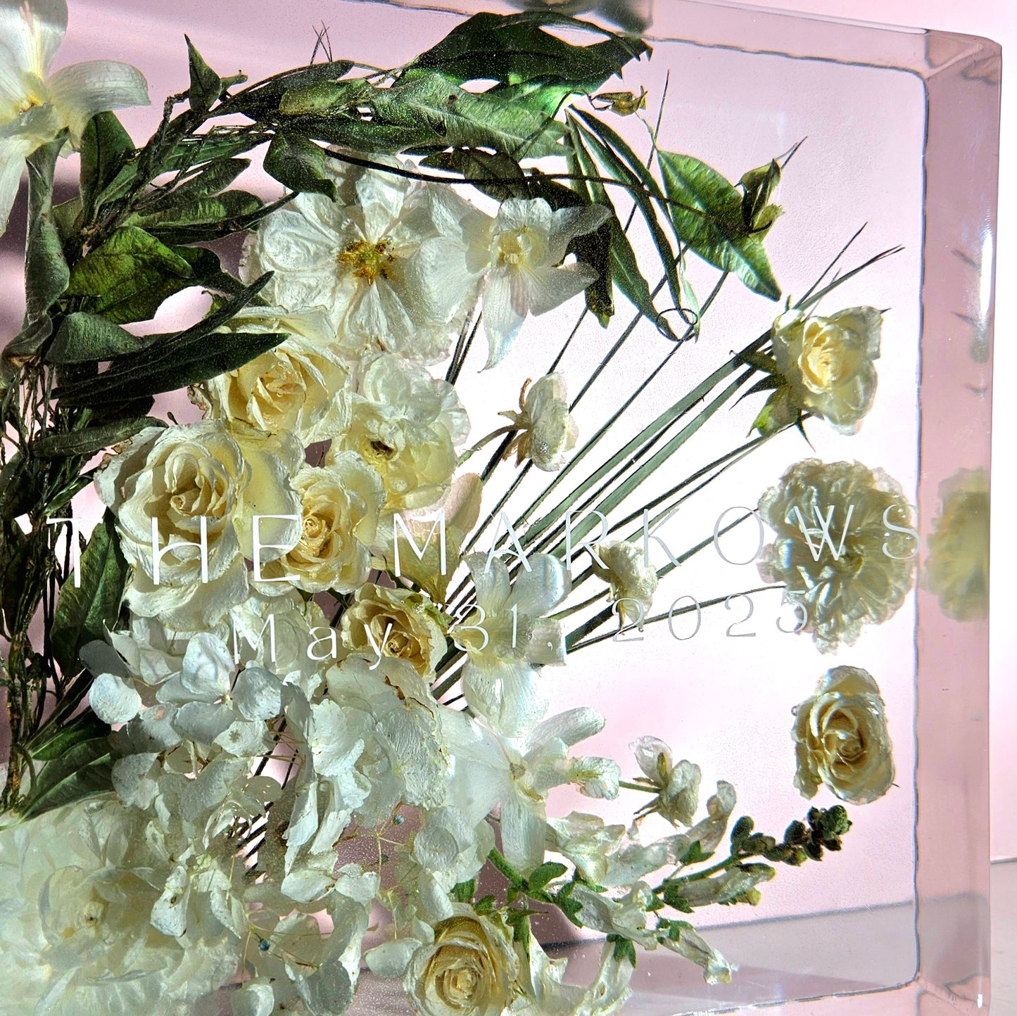 10"x10" Resin Lei Wedding Preservation Save Your Tropical Wedding Bouquet Flowers Forever Gift Keepsake