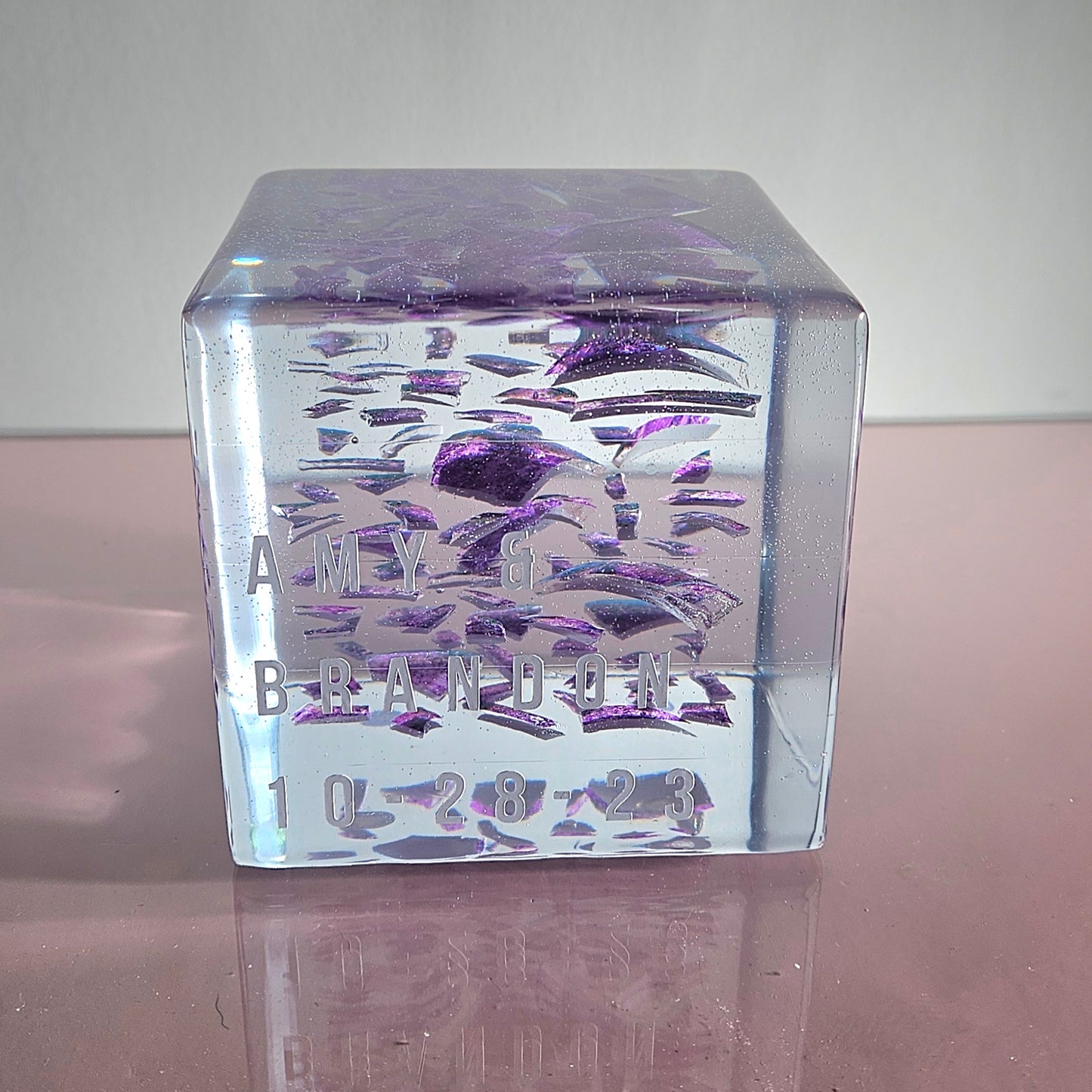 Jewish Smashed Glass Resin Preservation Wedding Chuppah Preservation Modern Fried Flowers Square Save Your Gift Keepsake