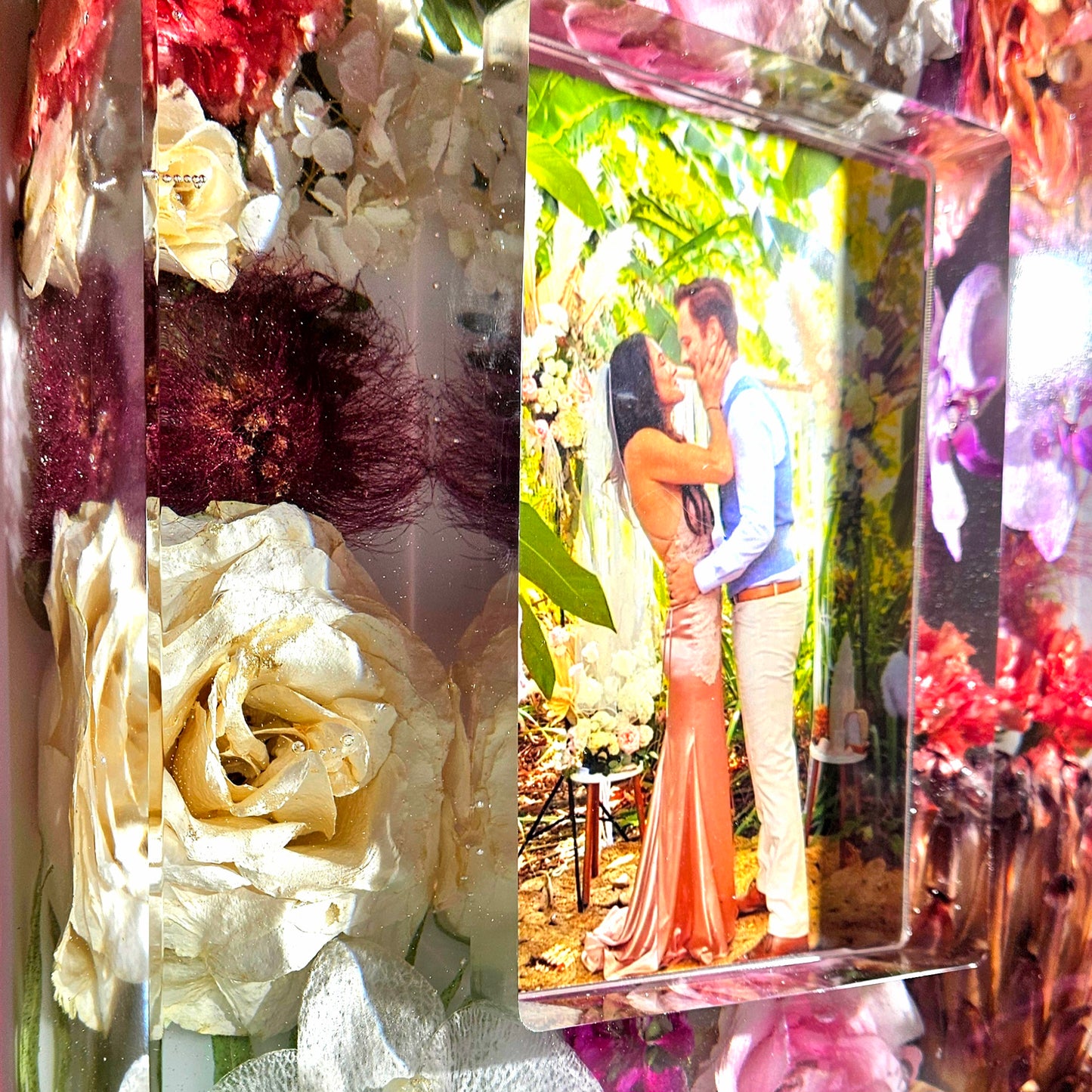 12"x10"x3" Huge Picture Frame Resin Bouquet Wedding Preservation Save Your Tropical Wedding Bouquet Flowers Forever Gift Keepsake