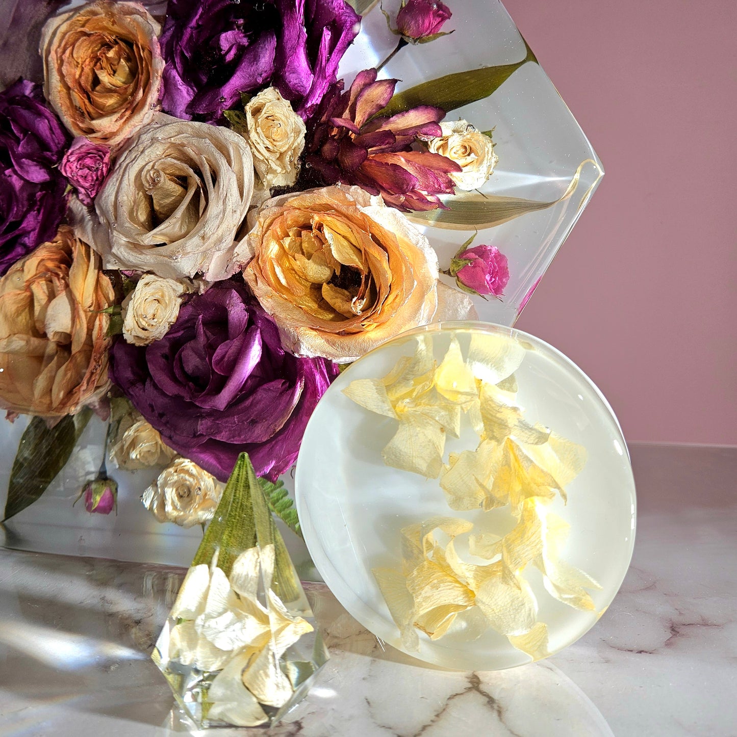 12" Hex 3D Resin Wedding Bouquet Preservation Floral Gift Keepsake Save Your Wedding Flowers Forever