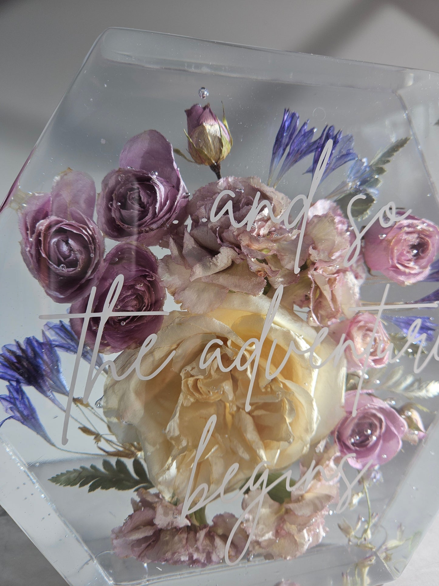 8" Hexagon 3D Resin Wedding Bouquet Preservation Your Wedding Flowers Forever Keepsake Gift