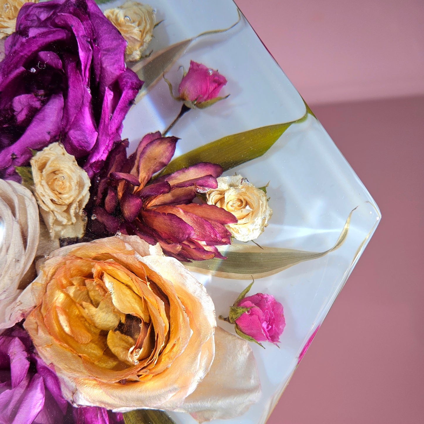 12" Hex 3D Resin Wedding Bouquet Preservation Floral Gift Keepsake Save Your Wedding Flowers Forever