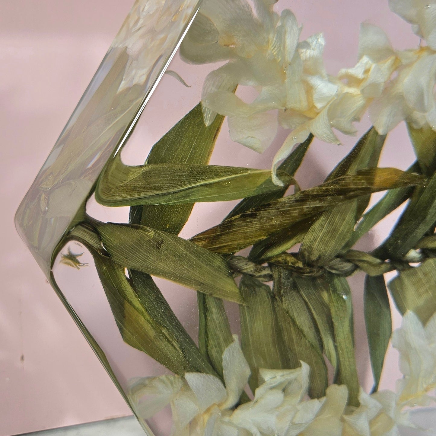 8" Hexagon Resin Lei Wedding Preservation Save Your Wedding Bouquet Flowers Forever Gift Keepsake
