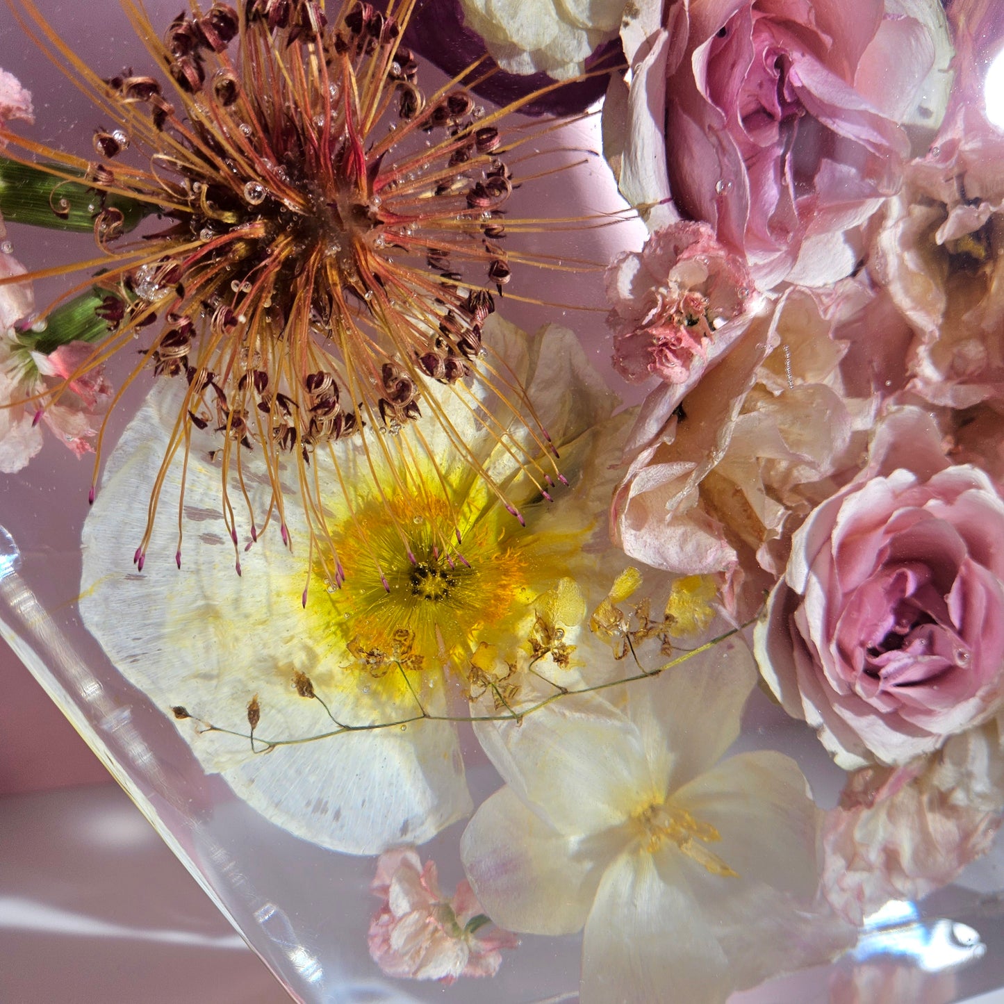 12" Hexagon Floral Preservation 3D Resin Wedding Bouquet Preservation Keepsake Gift Save Your Wedding Flowers Forever