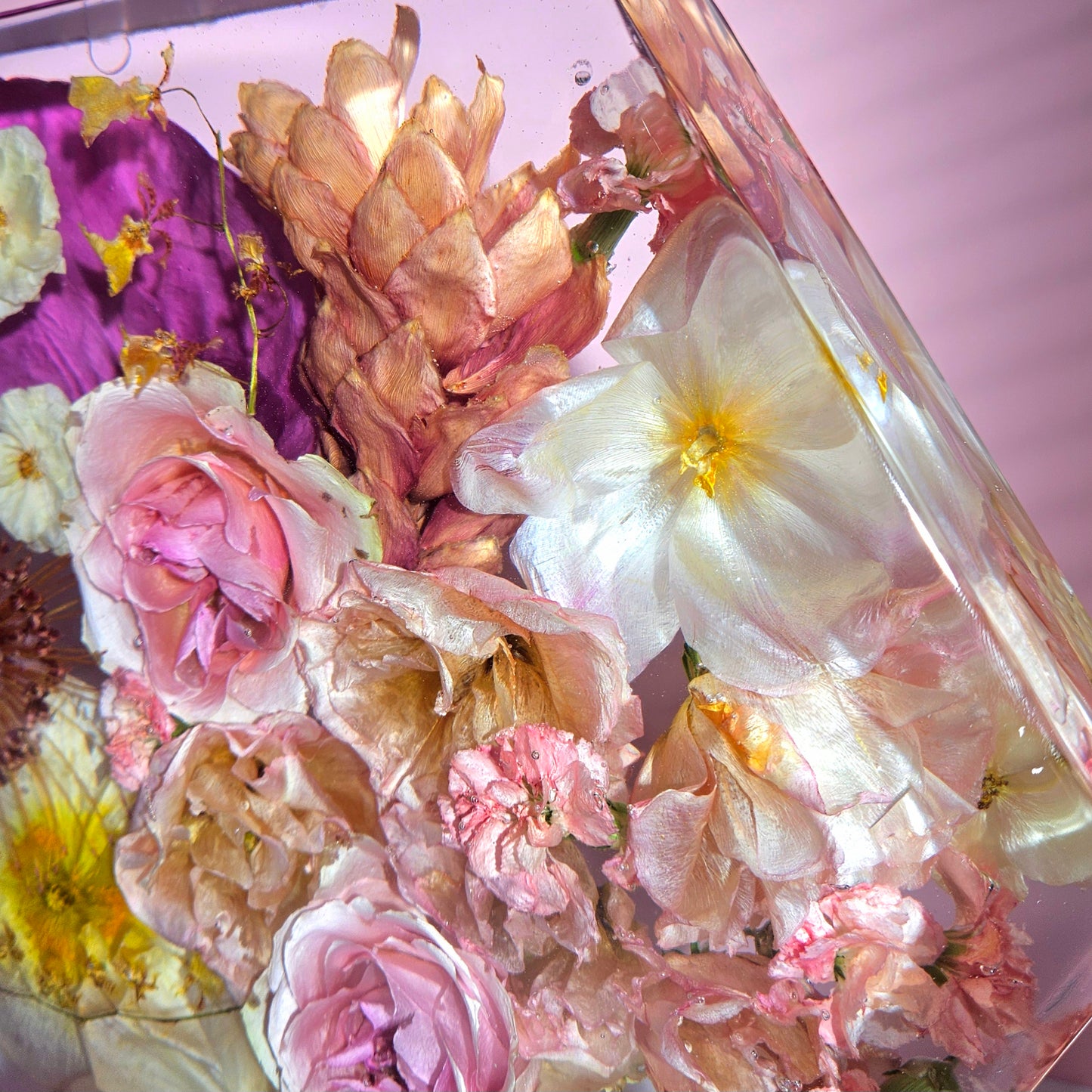 12" Hexagon Floral Preservation 3D Resin Wedding Bouquet Preservation Keepsake Gift Save Your Wedding Flowers Forever