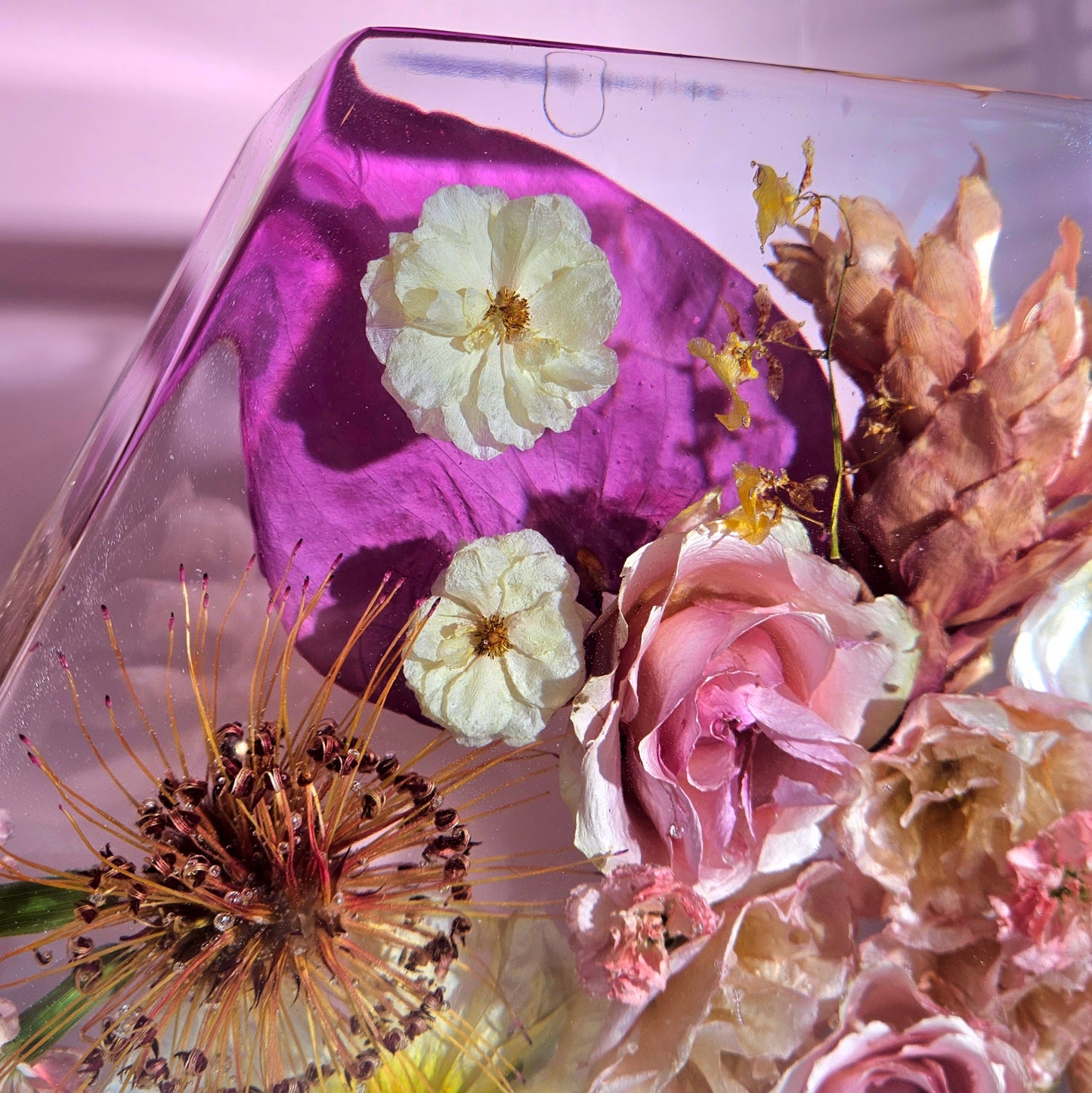 12" Hexagon Floral Preservation 3D Resin Wedding Bouquet Preservation Keepsake Gift Save Your Wedding Flowers Forever