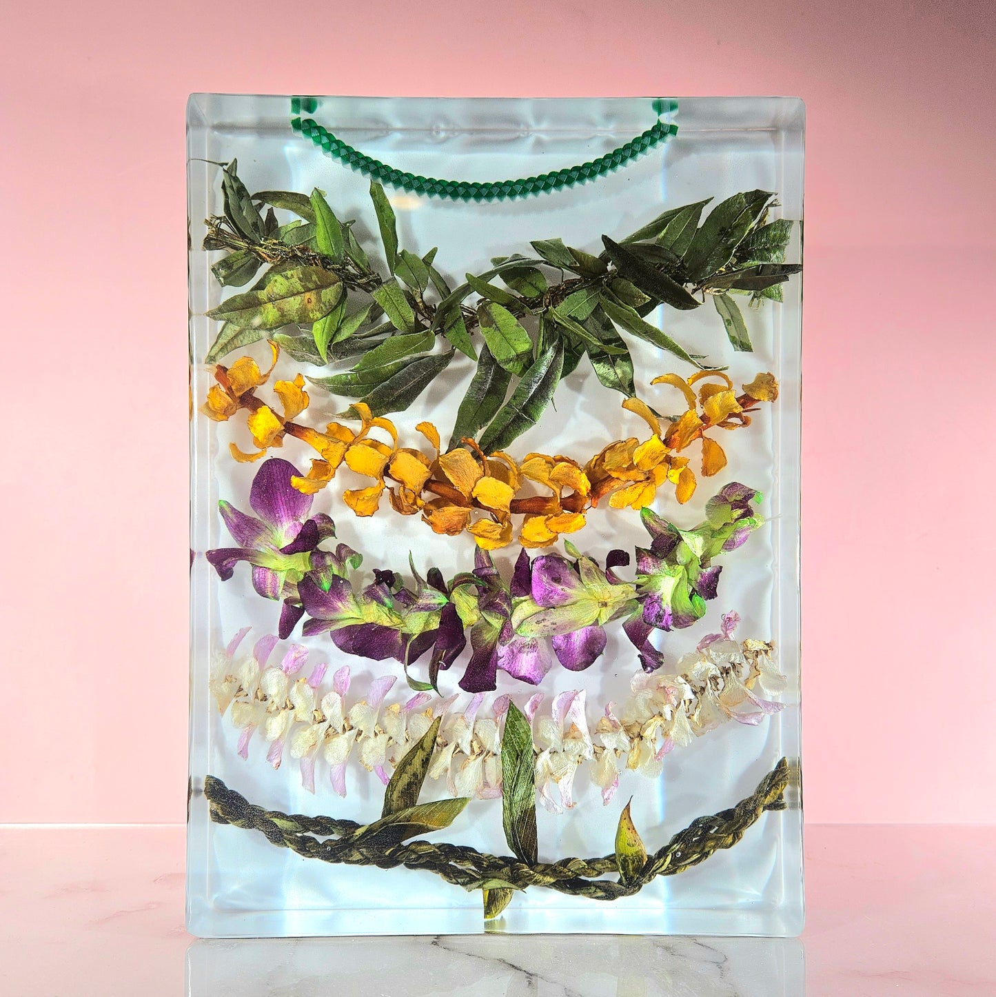 9" x 12" Large Rectangle 3D Resin Wedding Bouquet Preservation Hawaiian Lei Save Your Florals Wedding Gift Keepsake