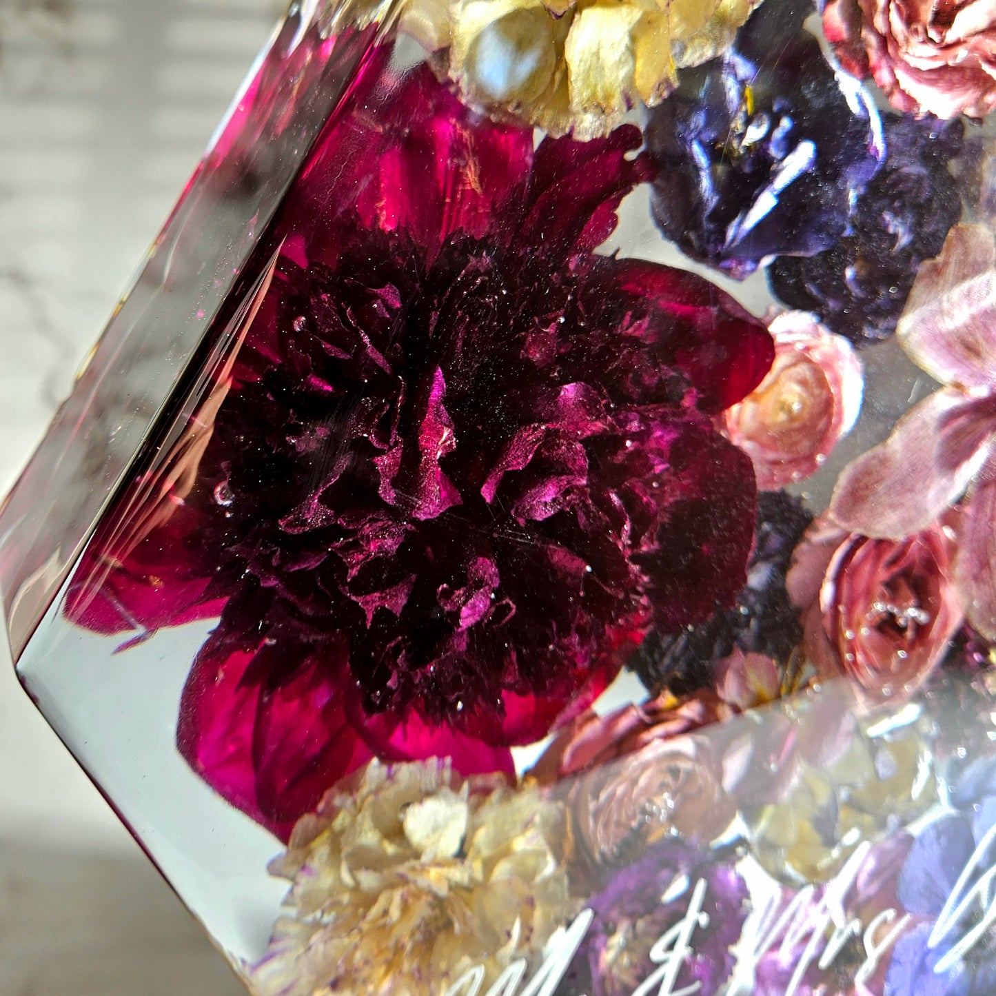 12" Hexagon 3D Resin Wedding Bouquet Preservation Floral Gift Keepsake Save Your Wedding Flowers Forever