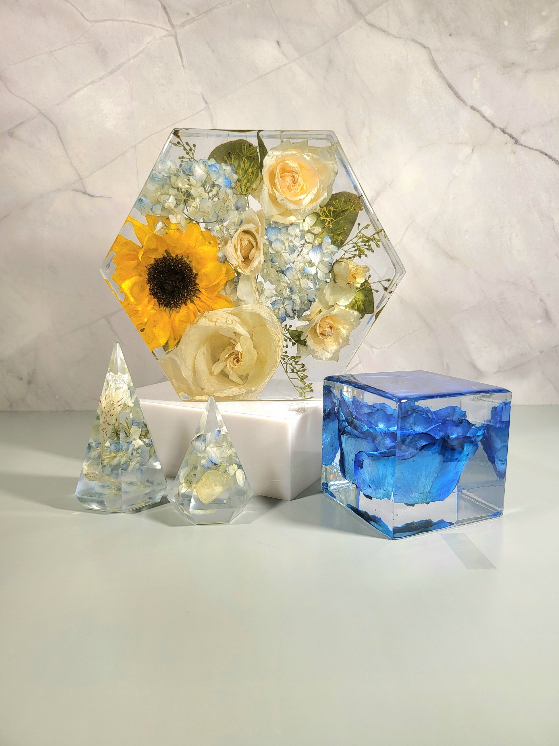 Wedding Flower Preservation Resin Cube 3" x 3" x 3" Add-on Item - flofloflowery