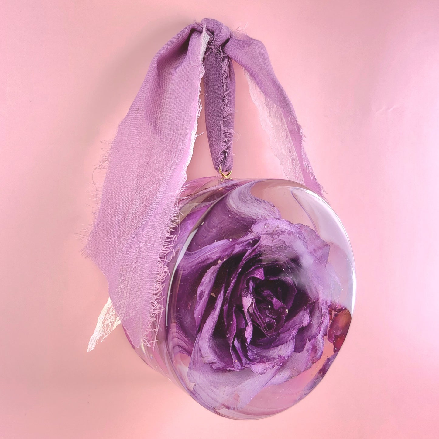 Wedding Flower Preservation Hanging 2" Thick Round Resin Plaque Add-on Item. Made Using The Ribbon From Your Bouquet - flofloflowery