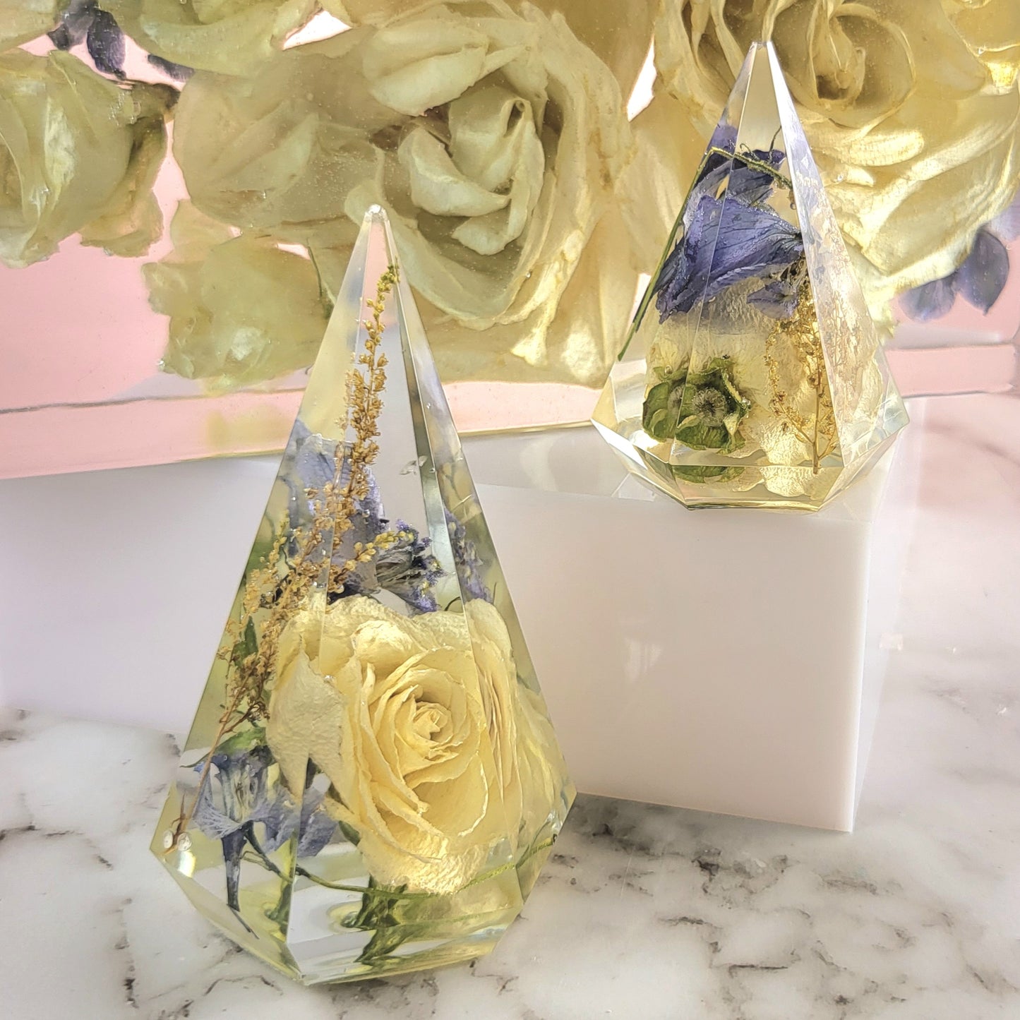 Large Rectangle Resin Wedding Bouquet 9 x 12 inch Preservation Hawaiian Lei Save Your Florals Wedding Gift Keepsake - flofloflowery