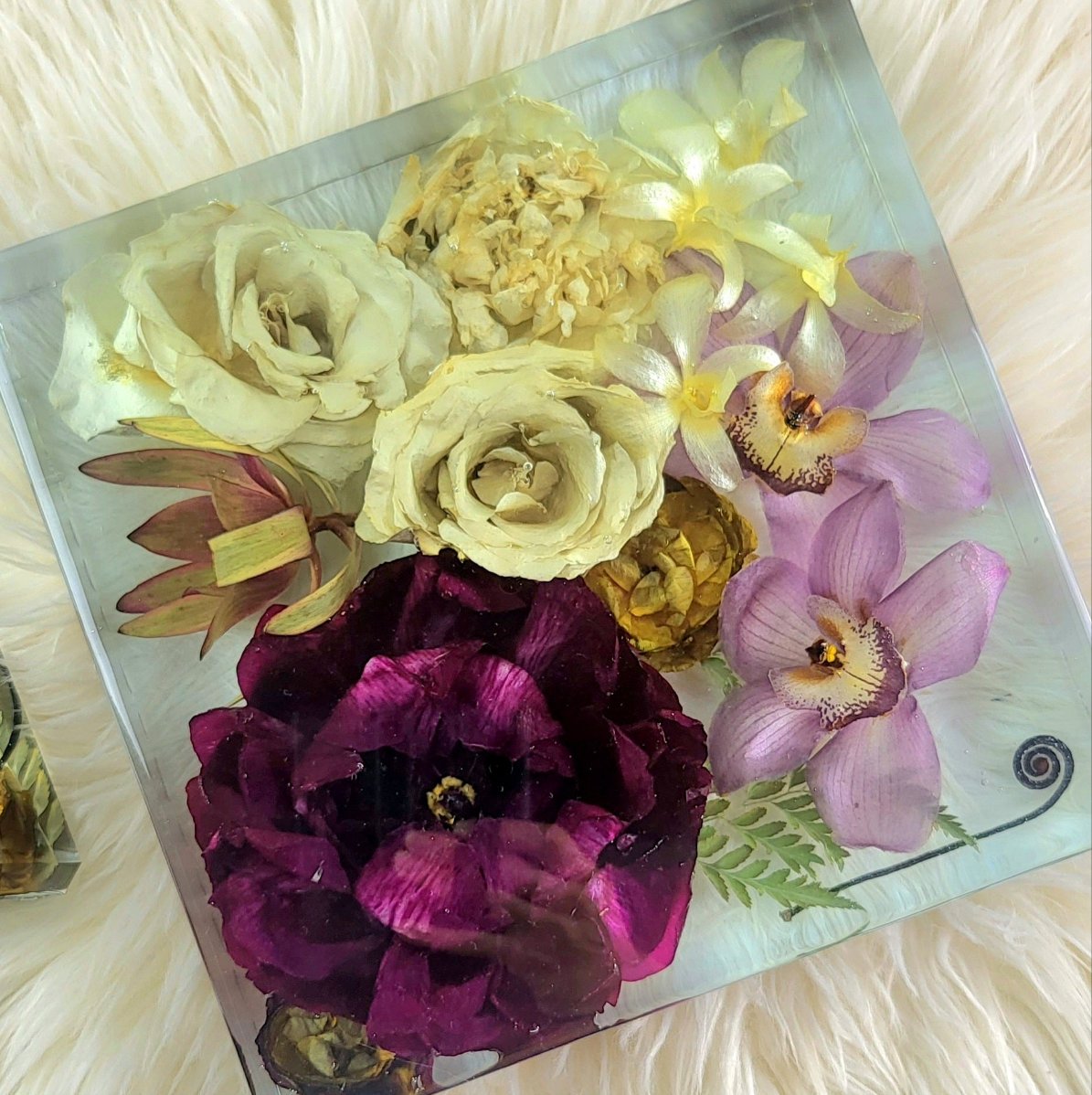 Large Tropical 10"x10" 3D Resin Wedding Bouquet Preservation Save Your Wedding Flowers Forever Gift Keepsake - flofloflowery