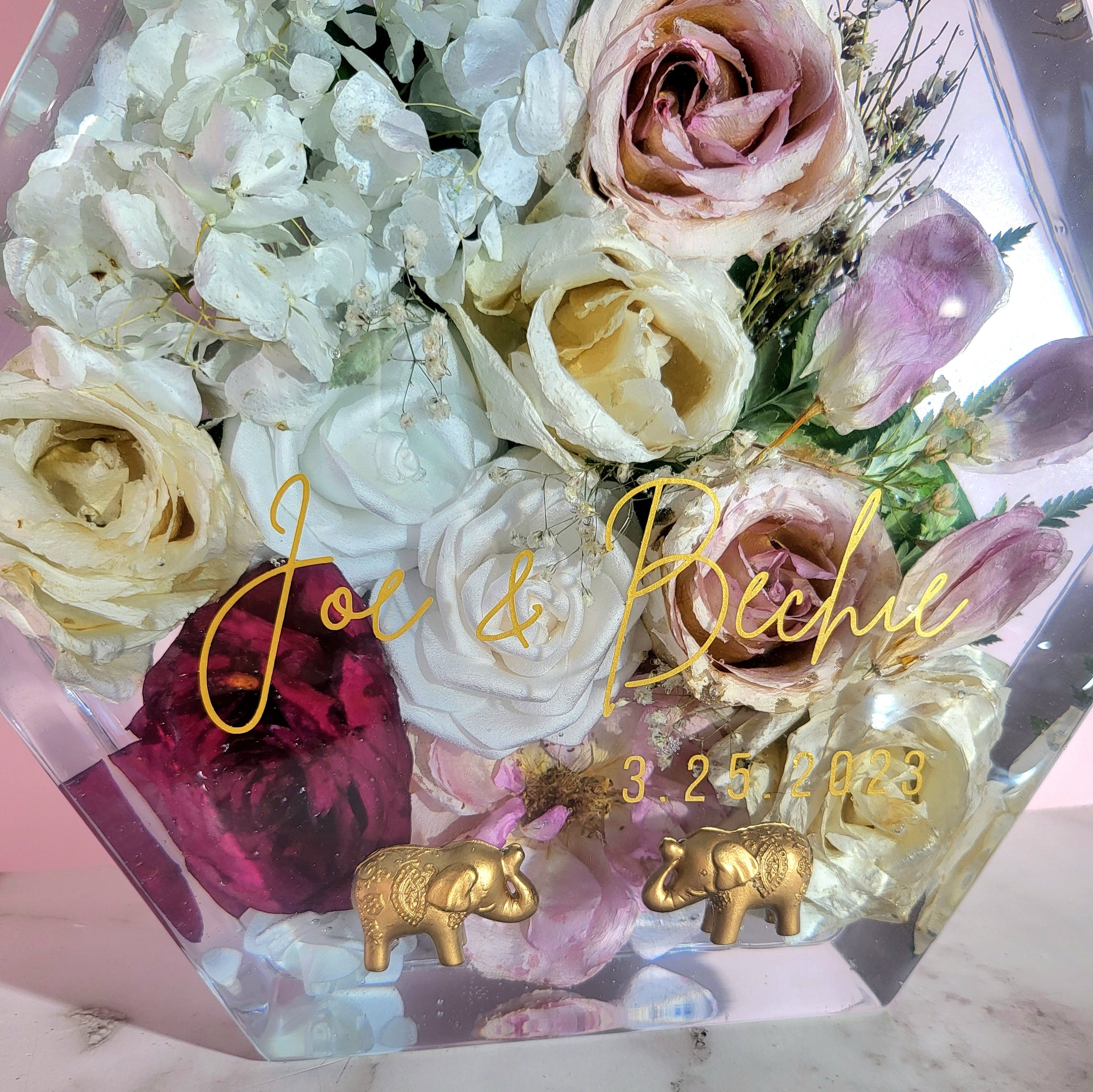 Huge Collection Hexagon Floral Preservation 3D Resin Wedding Bouquet Preservation Keepsake Gift Save Your Wedding Flowers Forever - flofloflowery