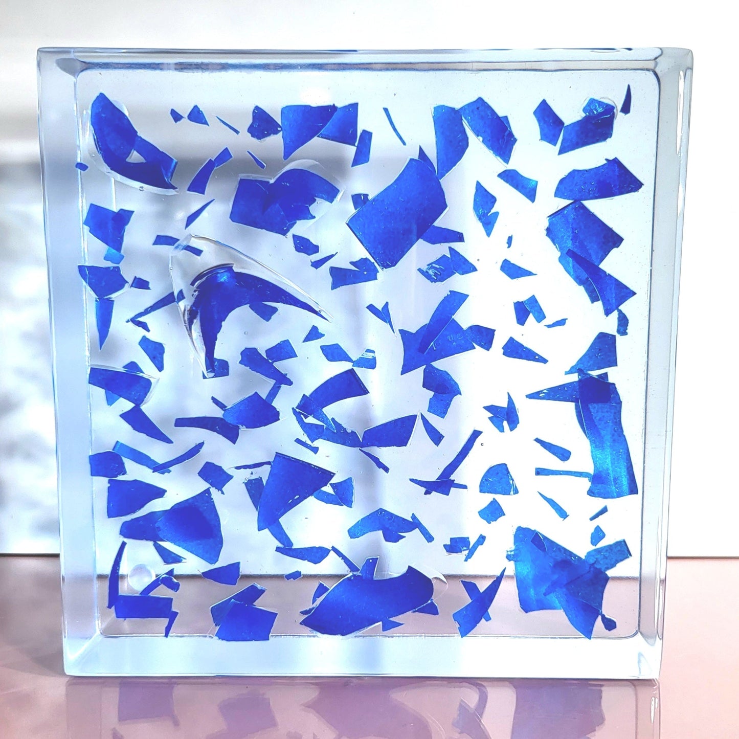 Jewish Smashed Glass Resin Preservation 8"x 8"x 2" Wedding Chuppah Preservation Modern Fried Flowers Square Save Your Gift Keepsake - flofloflowery