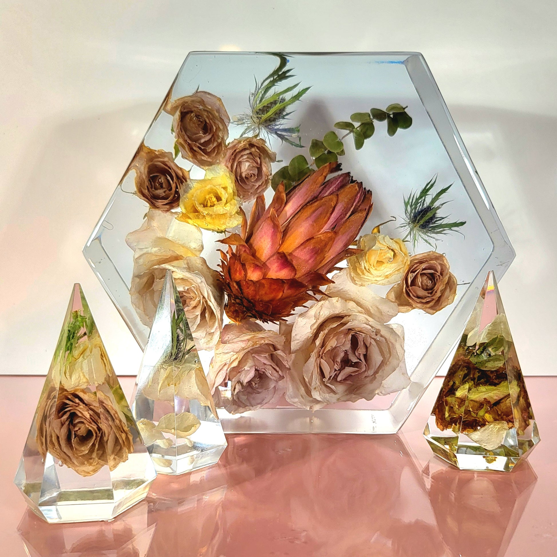 8" Hexagon 3D Resin Wedding Bouquet Preservation Your Wedding Flowers Forever Keepsake Gift - flofloflowery