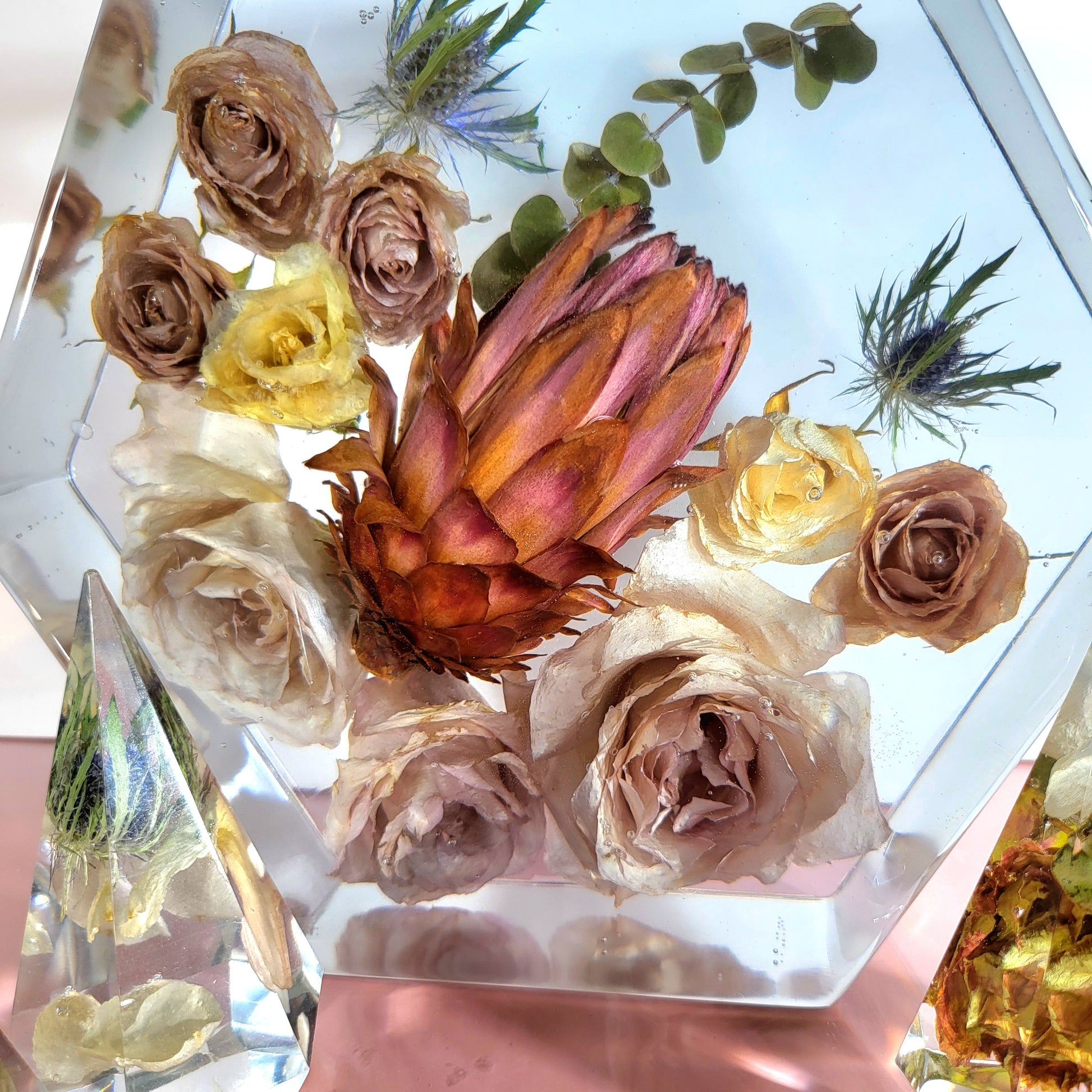 8" Hexagon 3D Resin Wedding Bouquet Preservation Your Wedding Flowers Forever Keepsake Gift - flofloflowery