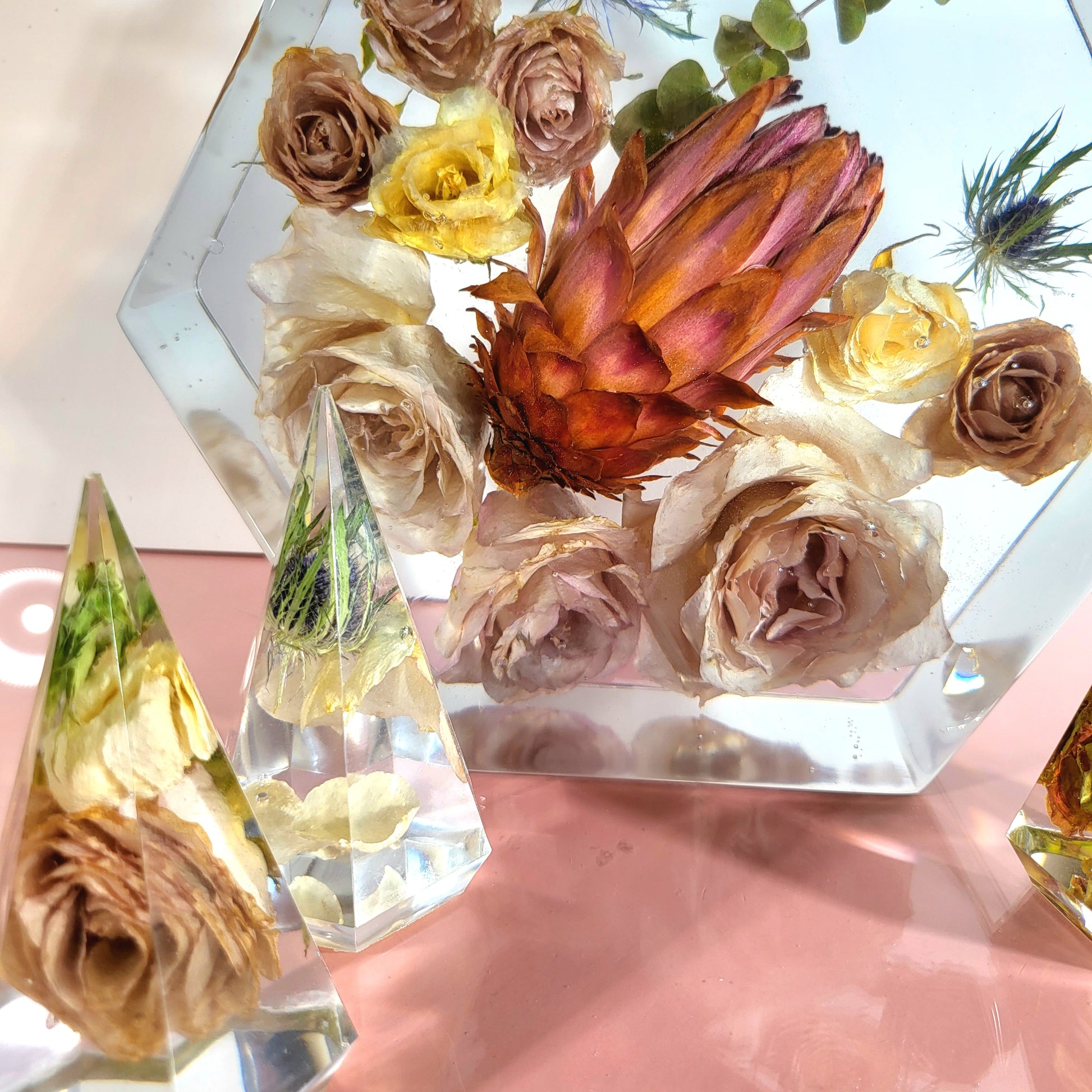 8" Hexagon 3D Resin Wedding Bouquet Preservation Your Wedding Flowers Forever Keepsake Gift - flofloflowery