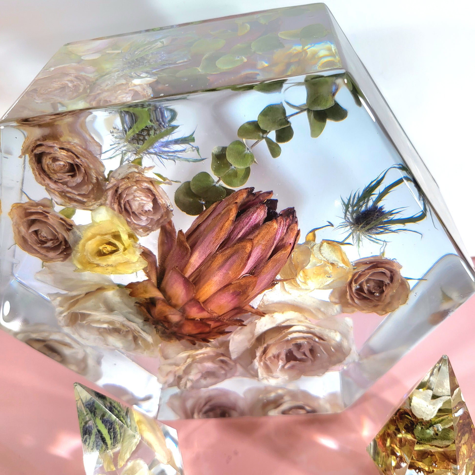 8" Hexagon 3D Resin Wedding Bouquet Preservation Your Wedding Flowers Forever Keepsake Gift - flofloflowery