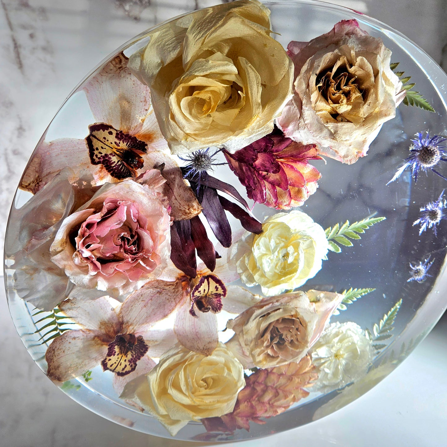 Large 14" Round 3D Resin Wedding Bouquet Preservation Keepsake Gift Save Your Wedding Flowers Forever