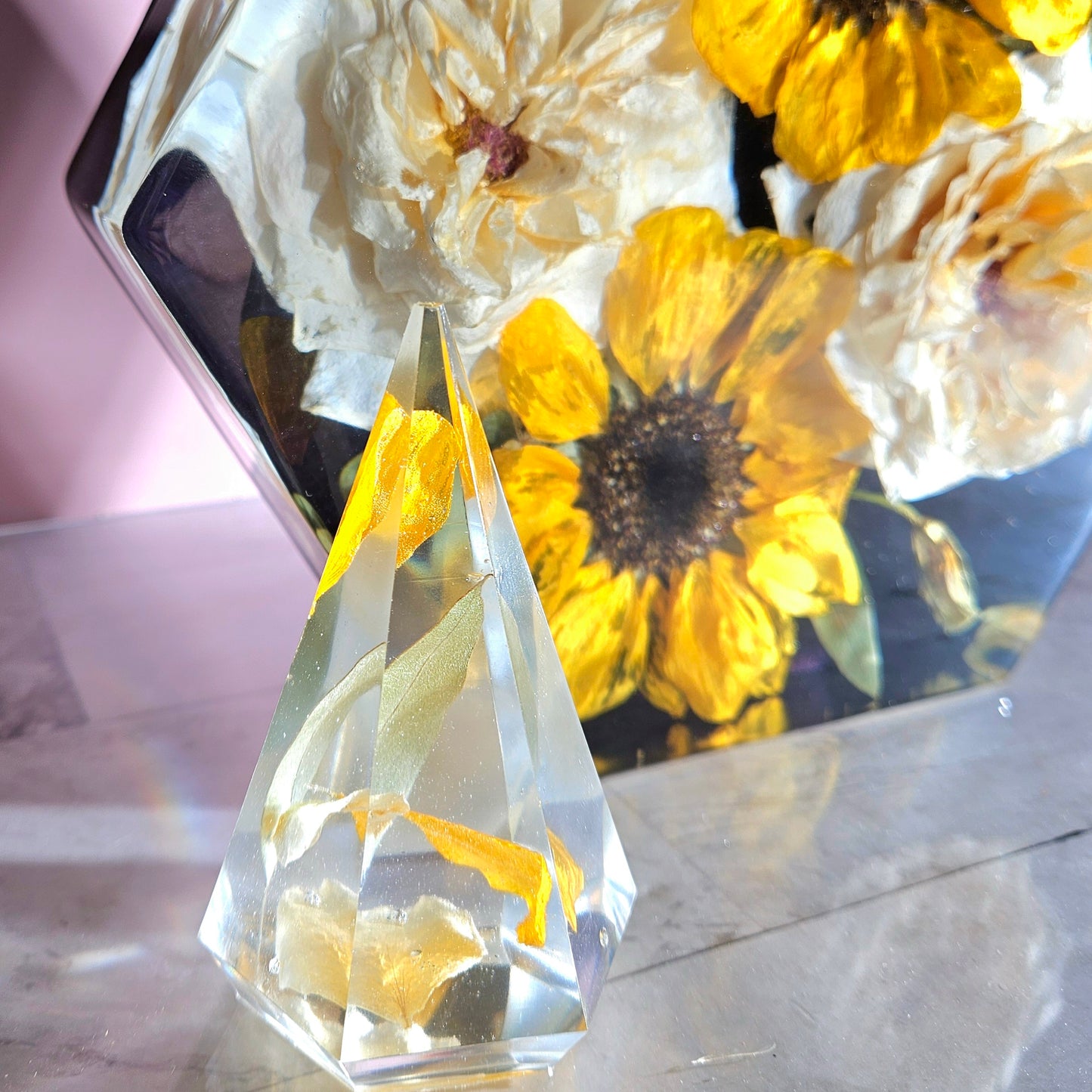 8" wide Hexagon 3D Resin Wedding Bouquet Preservation Your Wedding Flowers Forever Keepsake Gift