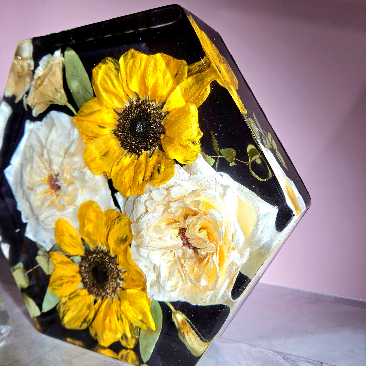 8" wide Hexagon 3D Resin Wedding Bouquet Preservation Your Wedding Flowers Forever Keepsake Gift
