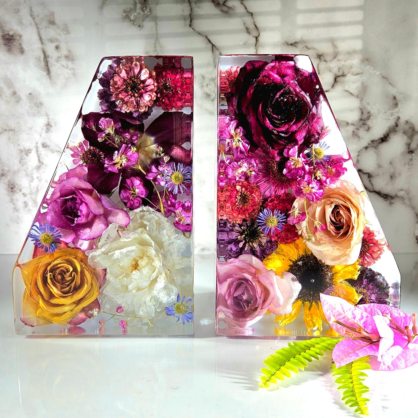 XL Bookends 3D Resin Wedding Bouquet Preservation Floral Gift Keepsake Save Your Wedding Flowers Forever