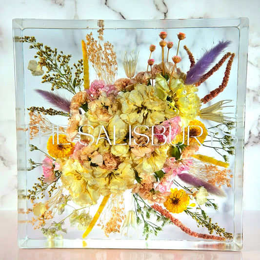 10"x10" Resin Lei Wedding Preservation Save Your Tropical Wedding Bouquet Flowers Forever Gift Keepsake