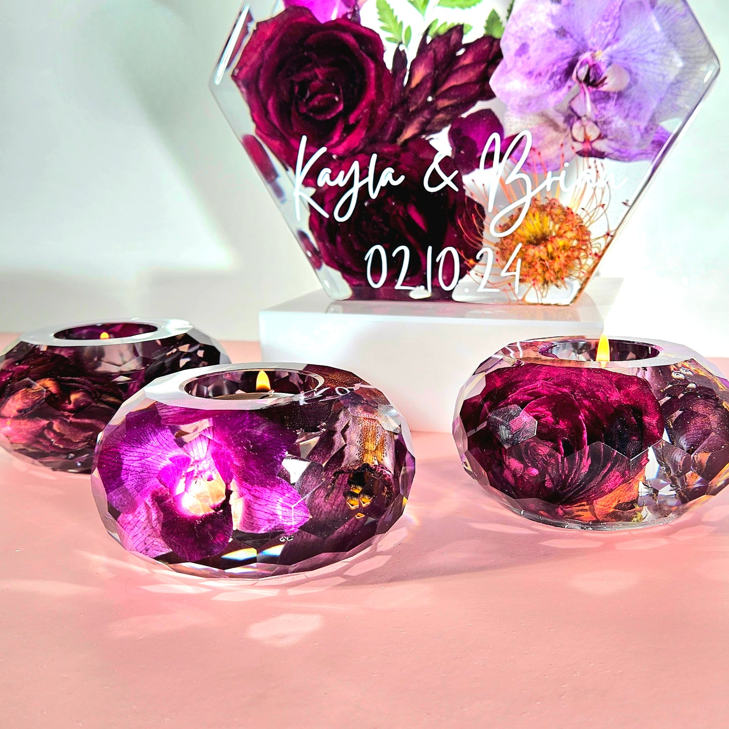 8" Hexagon 3D Resin Wedding Bouquet Preservation Your Wedding Flowers Forever Keepsake Gift