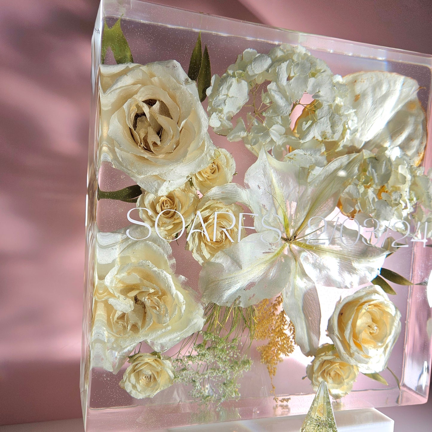 10"x10" 3D Resin Wedding Bouquet Preservation Save Your Wedding Flowers Forever Gift Keepsake
