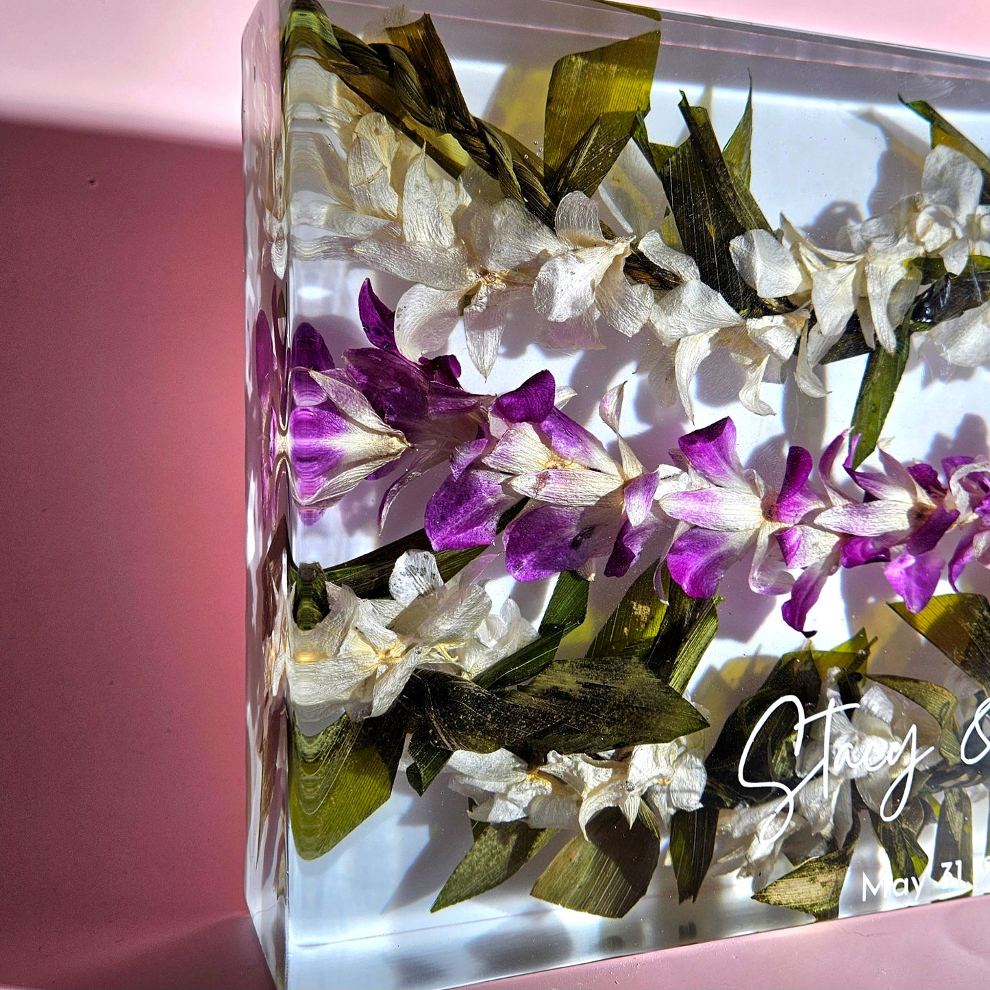 9" x 12" Large Rectangle 3D Resin Wedding Bouquet Preservation Hawaiian Lei Save Your Florals Wedding Gift Keepsake