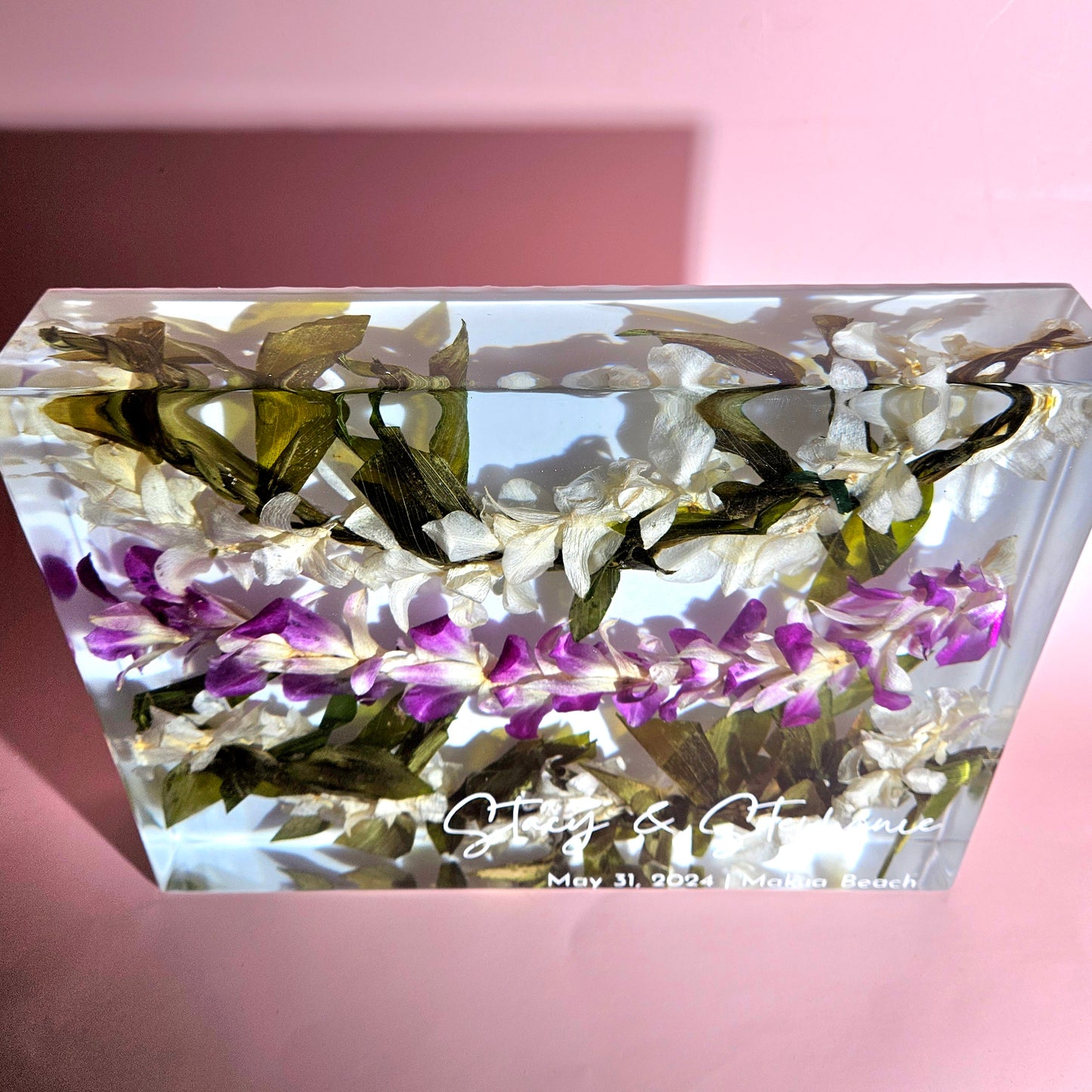 9" x 12" Large Rectangle 3D Resin Wedding Bouquet Preservation Hawaiian Lei Save Your Florals Wedding Gift Keepsake