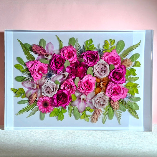 Extra Large 18x24" Tropical Rectangle Resin Wedding Bouquet Preservation Hawaiian Lei Save Your Florals Wedding Gift Keepsake