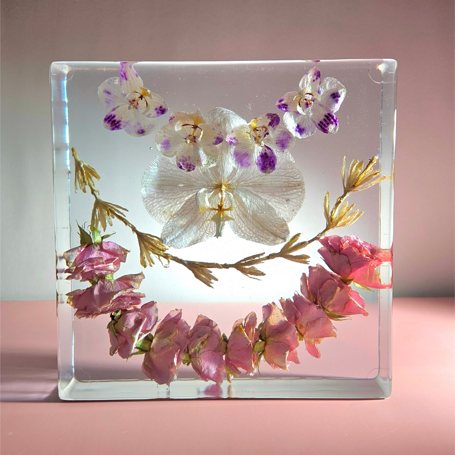 12" Hexagon Haku Lei Po'o 3D Resin Wedding Bouquet Preservation Floral Gift Keepsake Save Your Wedding Flowers Forever