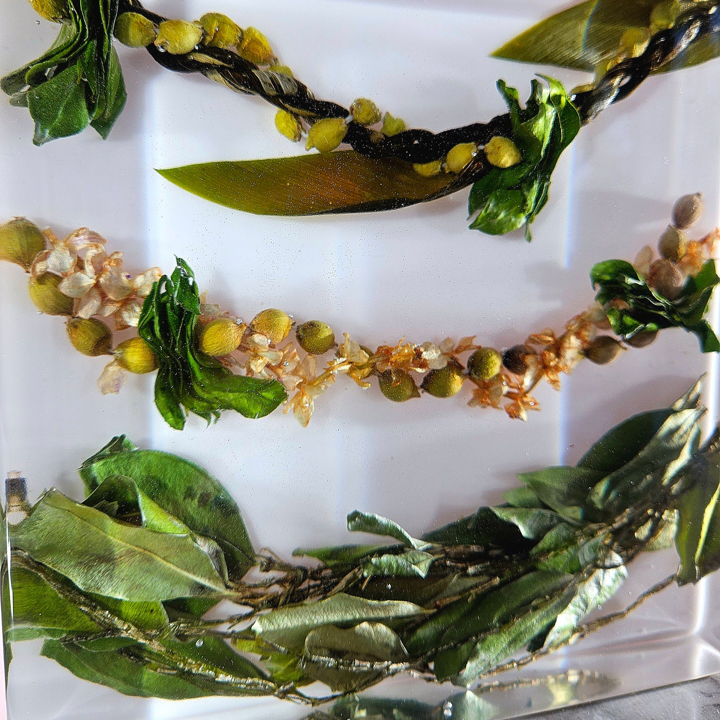 8"x 8" Hawaiian Tropical Lei 3D Floral Resin Art Cube Wedding Bouquet Modern Fried Flowers Square Save Your Gift Keepsake