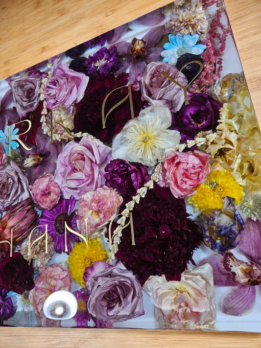Extra Large 18x24" Tropical Rectangle Resin Wedding Bouquet Preservation Hawaiian Lei Save Your Florals Wedding Gift Keepsake