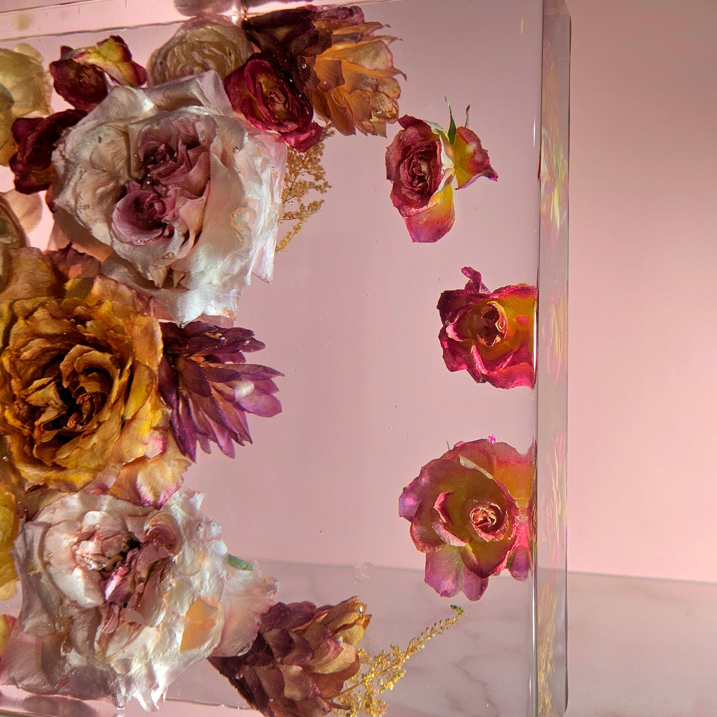 10"x10" Resin Lei Wedding Preservation Save Your Tropical Wedding Bouquet Flowers Forever Gift Keepsake