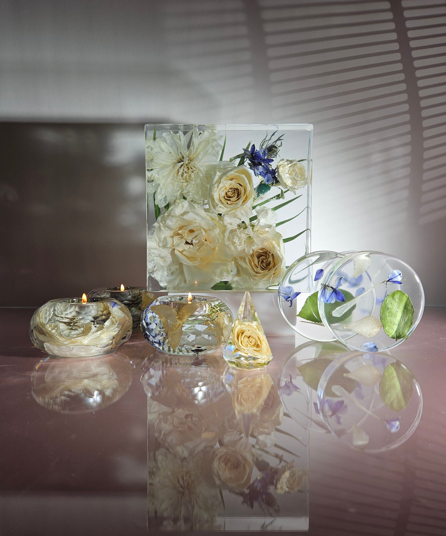 8"x 8" 3D Floral Resin Cube Wedding Bouquet Preservation Modern Fried Flowers Square Save Your Gift Keepsake