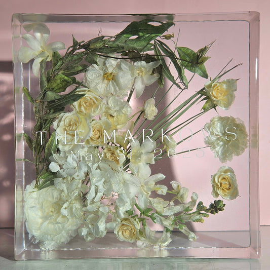 10"x10" Resin Lei Wedding Preservation Save Your Tropical Wedding Bouquet Flowers Forever Gift Keepsake