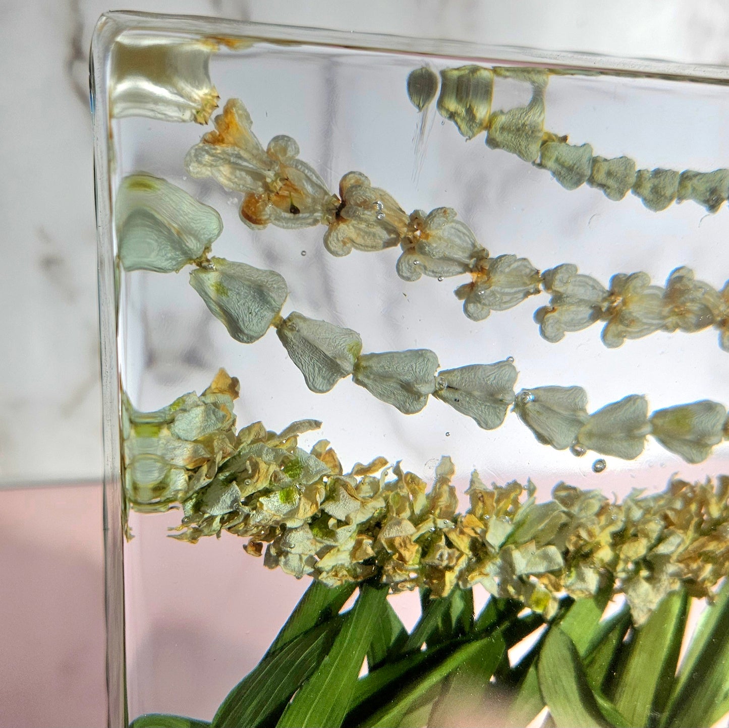 8"x 8" Hawaiian Tropical Lei 3D Floral Resin Art Cube Wedding Bouquet Modern Fried Flowers Square Save Your Gift Keepsake